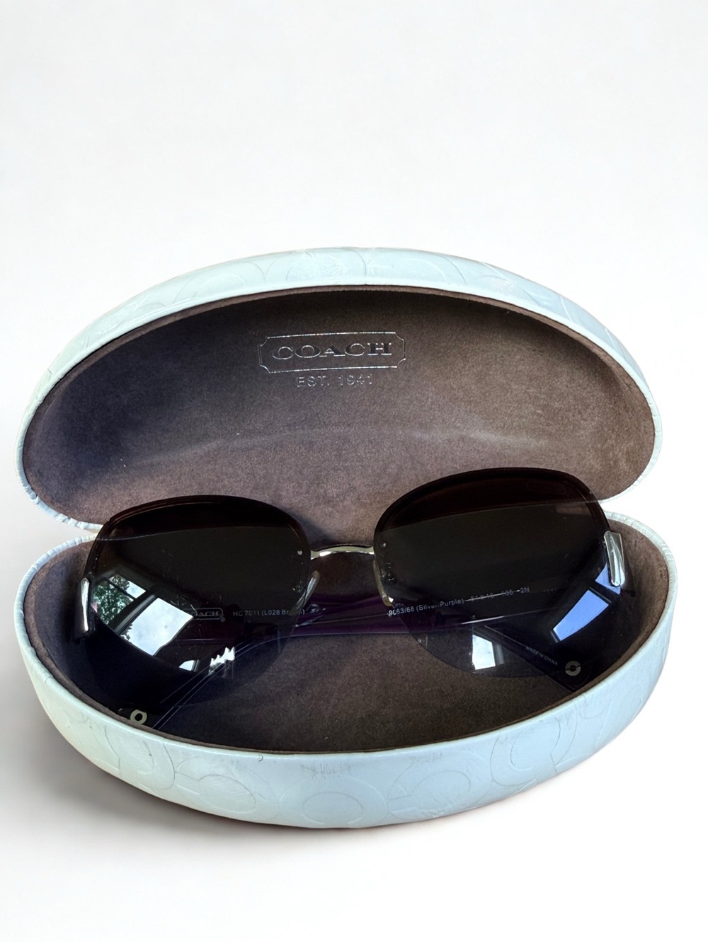 COACH Brandi Silver Purple Butterfly Sunglasses HC7011 With Case - Picture 5 of 9